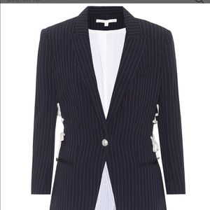 VERONICA BEARD Navy Pinstripe Blazer Laceup Detail